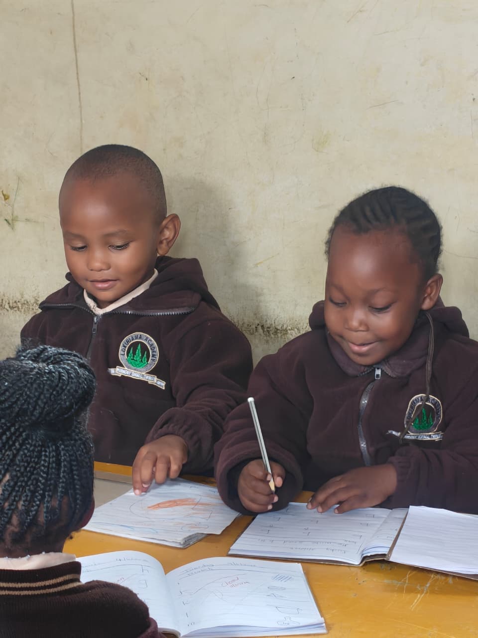 A young learner concentrating on classwork