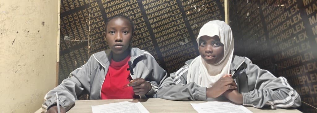 Learners presenting the school news desk