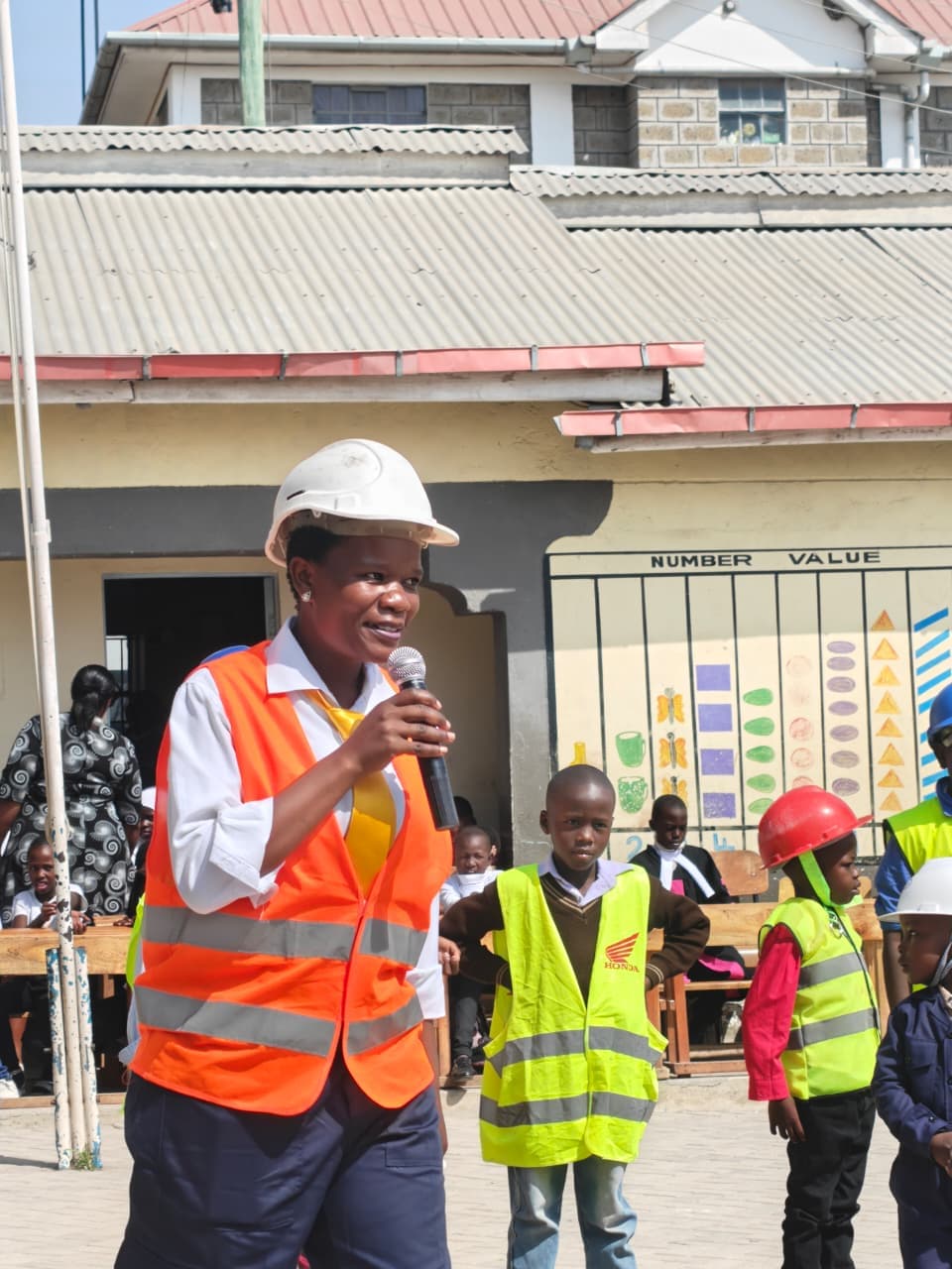An engineer speaking to learners on career day