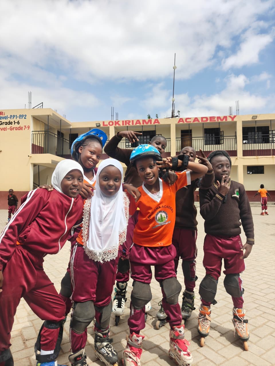 Learners skating at school